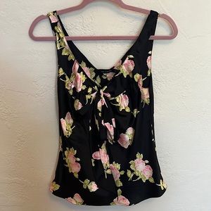 The Limited Floral Sleeveless Blouse with Bow | M